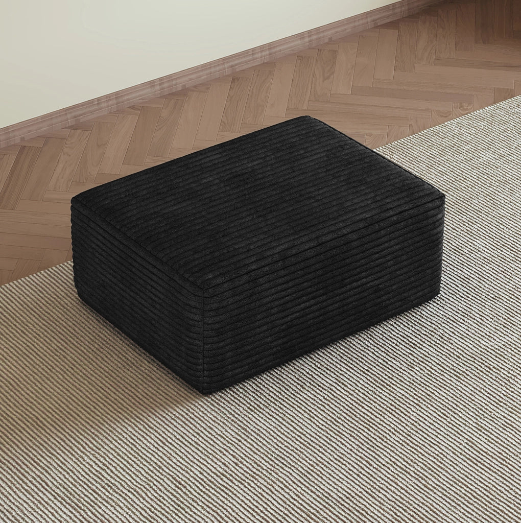 Pouf modulare in tessuto nero effetto vellutato; senza montaggio