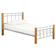 Letto EVELINE – 90x200 cm – Metallo e legno grigio – Rete inclusa – Stile design