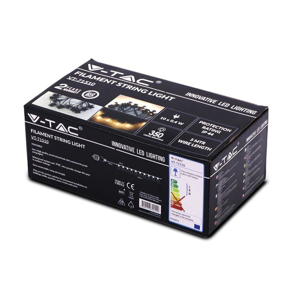 Luce di stringa a LED 5m con 10 lampadine 3000K