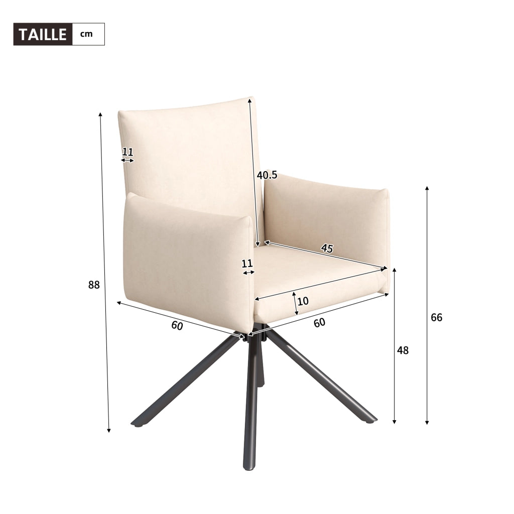 Tavolo da pranzo allungabile con 6 sedie girevoli in velluto, piano in MDF, gambe a V, per sala da pranzo, bianco