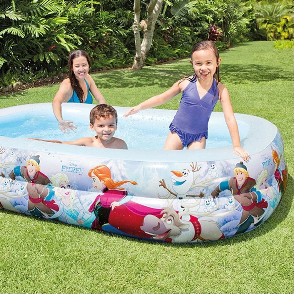 Trade Shop - Piscina Gonfiabile Bambini Disney Frozen 2 Anelli 262 X 175 X 56 Cm Da Giardino -