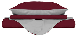 Copripiumino 1 Piazza e Mezzo con Sacco e Federe Doubleface Bordeaux/Grigio Chiaro