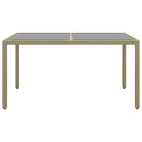Tavolo Giardino 150x90x75cm Vetro Temperato Polyrattan Beige