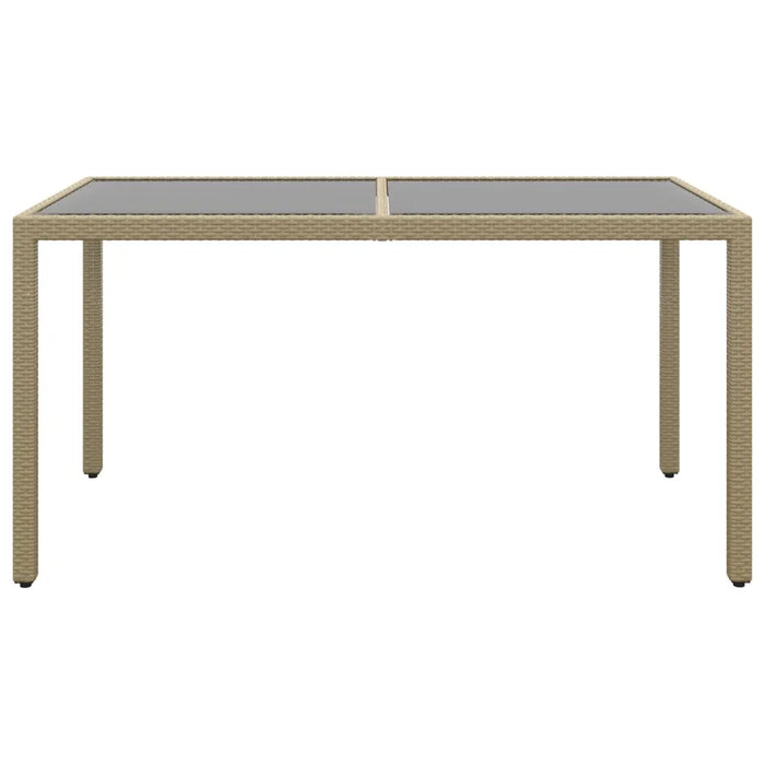 Tavolo Giardino 150x90x75cm Vetro Temperato Polyrattan Beige