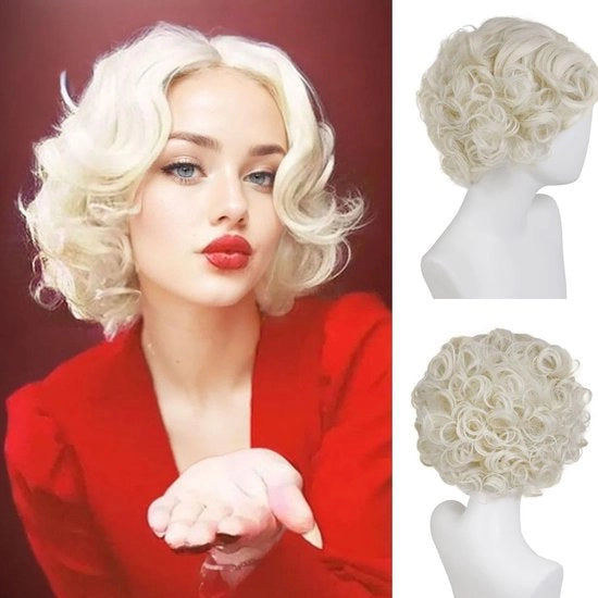 Pruika Vintage per Donne - Capelli Finte - Volume Alto - Parte Centrale - Costume da Halloween