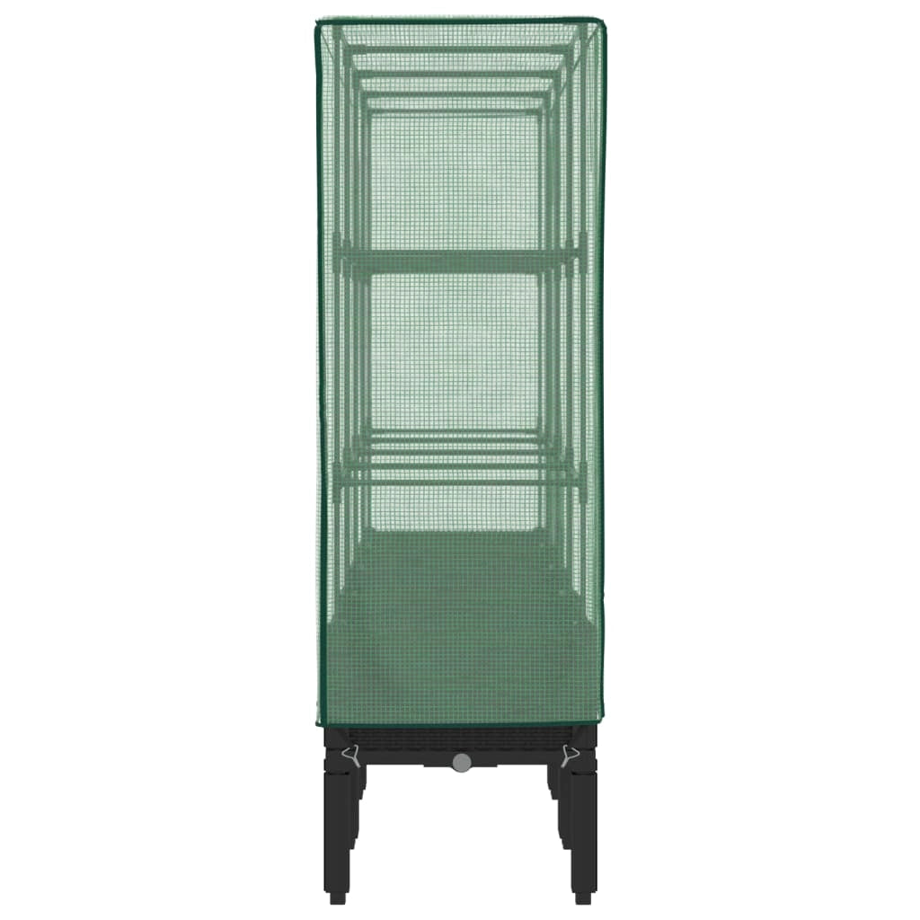 Aiuola rialzata/fioriera con copertura effetto rattan 160 x 40 x 140 cm nero 02_0038760