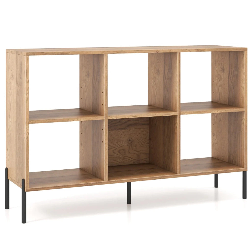 Libreria multifunzionale a 6 scomparti 120 x 35 x 79,5 cm stabile e regolabile stile moderno legno ingegnerizzato naturale 20_0020783
