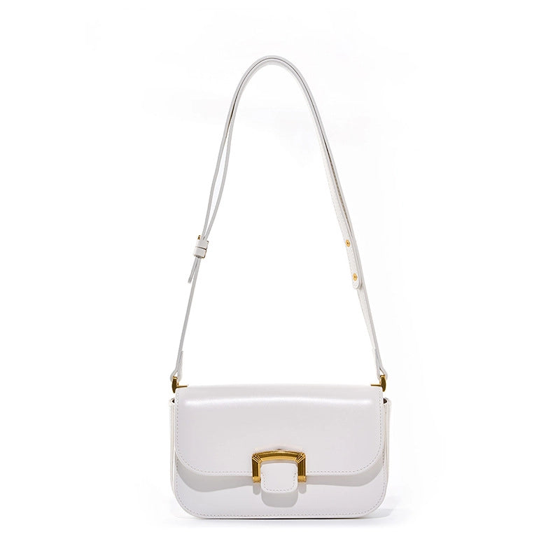 Borsa a tracolla da donna in vera pelle, colore bianco