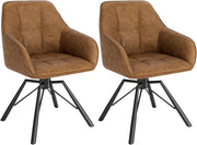Set di 2 Sedie per Sala da Pranzo Girevoli a 360°, Sedie da Cucina Imbottite con Gambe in Metallo, Poltroncine in Similpelle per Camera da Letto, Soggiorno, Marrone Chiaro, BH366hbr-2