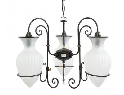 LAMPADE LINEA ANFORA LAMPADARIO A 3 LUCI CON GIARA IN VETRO GHIACCIO