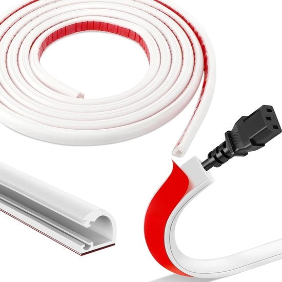 Cavo in PVC autofibroso 4 metri - flessibile - bianco - cavo in PVC per nascondere cavi - protegge contro danni - diametro massimo cavo 7 mm - cavo in canale