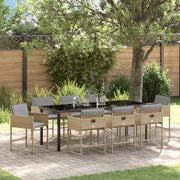 Set pranzo giardino 9 pezzi con cuscini polyrattan beige
