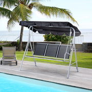 Altalena da giardino a 3 posti con tettuccio regolabile e rimovibile in metallo grigio 154 × 171 × 108 cm