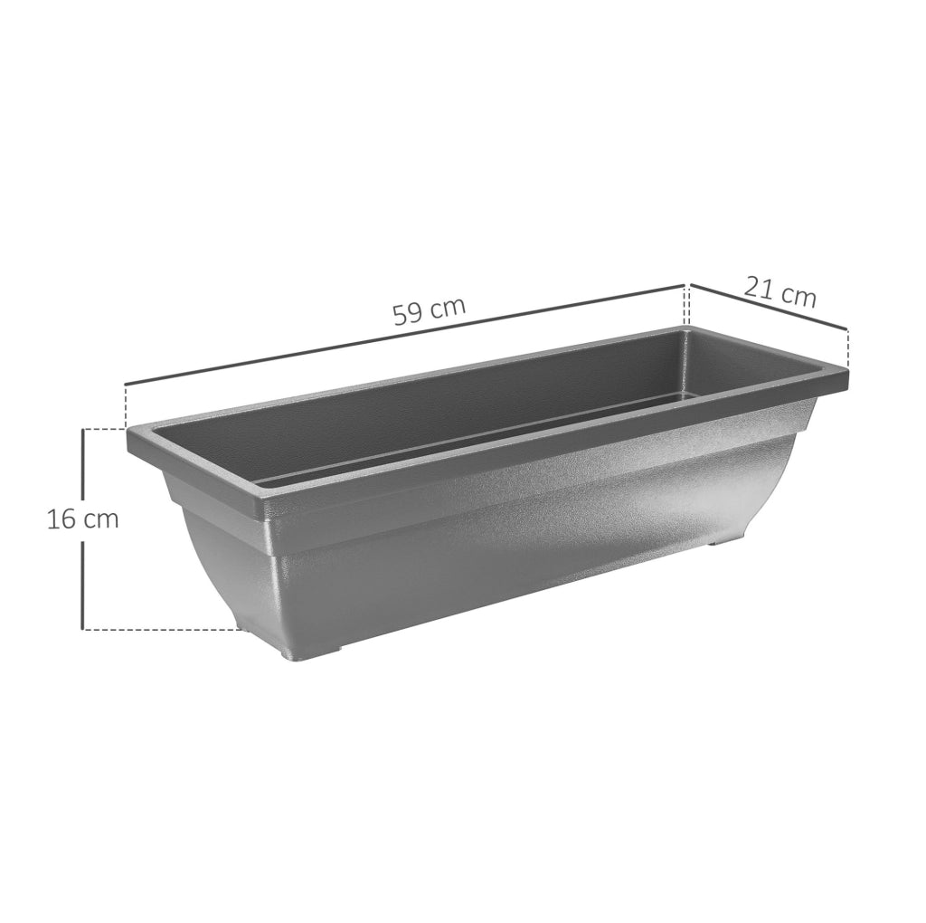 Set di 5 vasi da esterno impilabili in plastica grigio