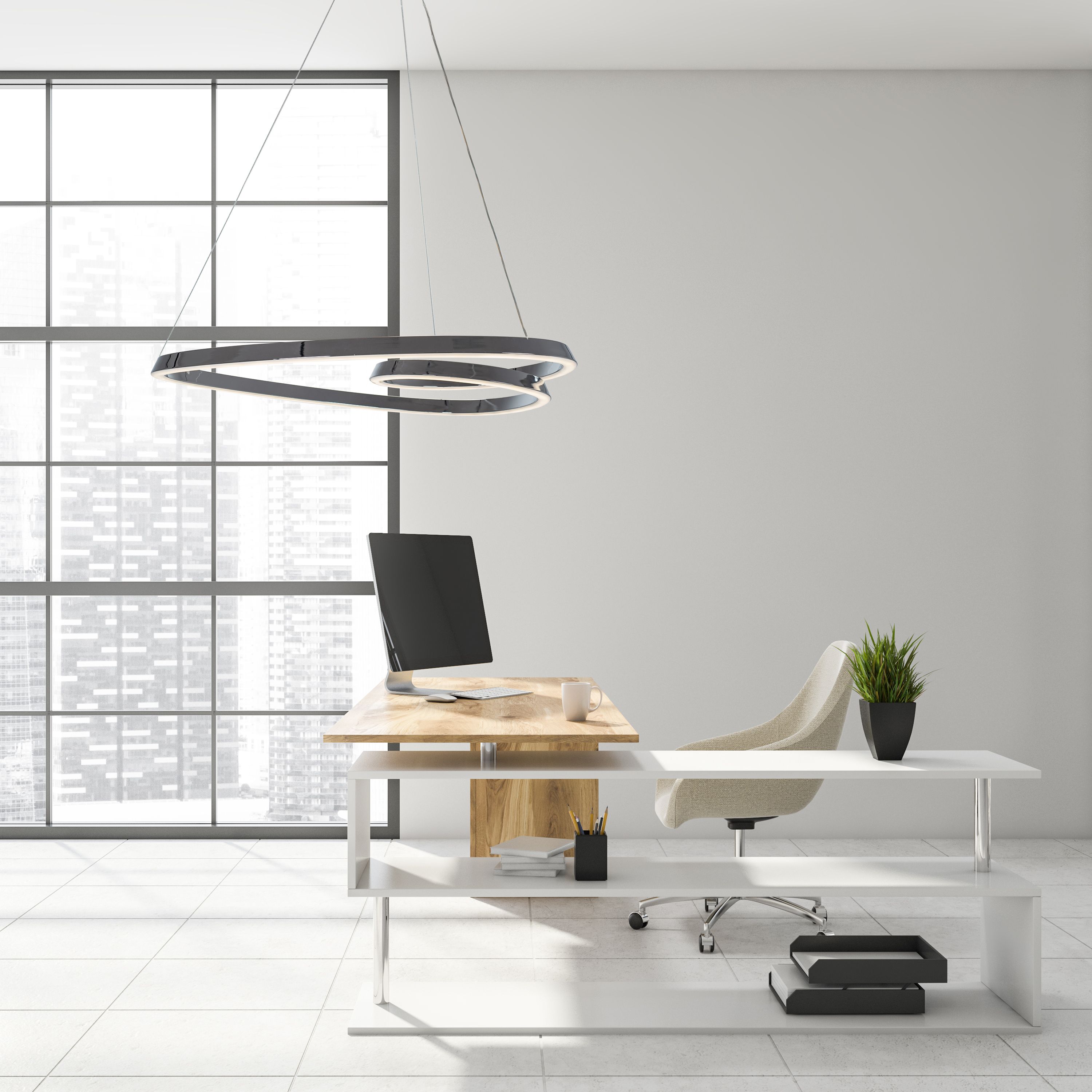 Lampada Da Soffitto Pensile Ring Moderno Led+telecomando App798-cp Chrome