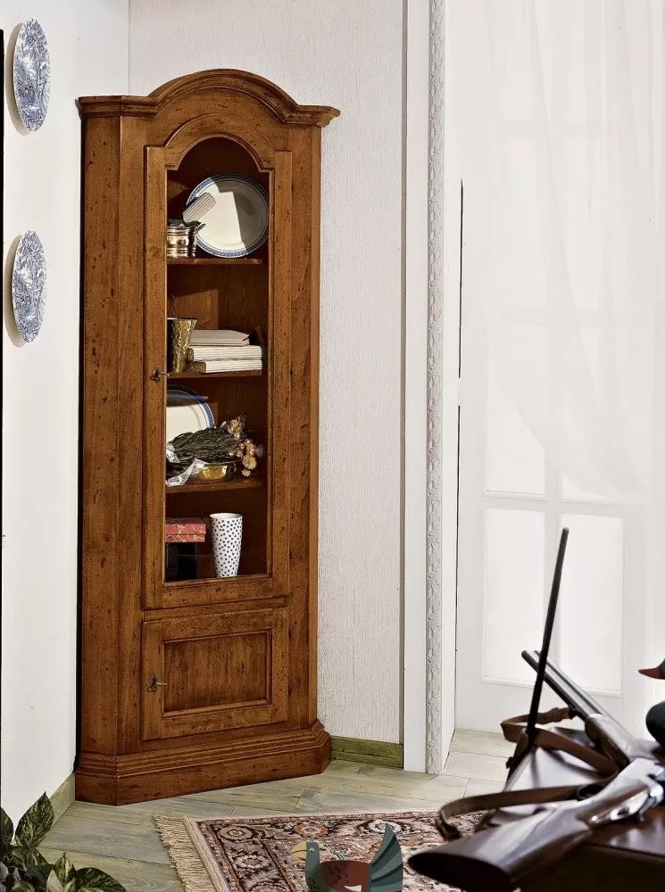 Mobile angolo in legno 2 porte arte povera tinta noce l.55 x 55 h.185 (926) - Mobili 2G