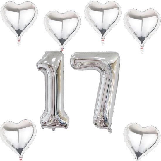 Folieballoone XXL 40 pollici - Numero 17 - Festa di compleanno - Helio/Aria - Decorazione - Alta resistenza alla forma - Ballo numerico