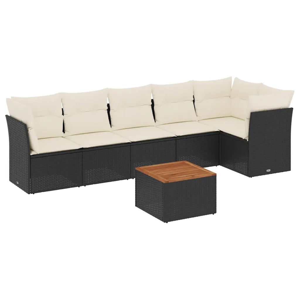 Set Divani da Giardino con Cuscini 7pz Nero Polyrattan 3255979