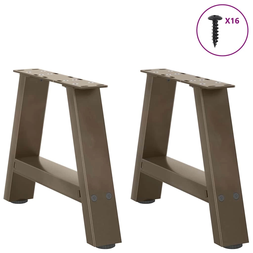 Set di 2 gambe per tavolino da caffè a forma di A 30 x 30 cm con piedini regolabili design moderno acciaio nero 02_0057091
