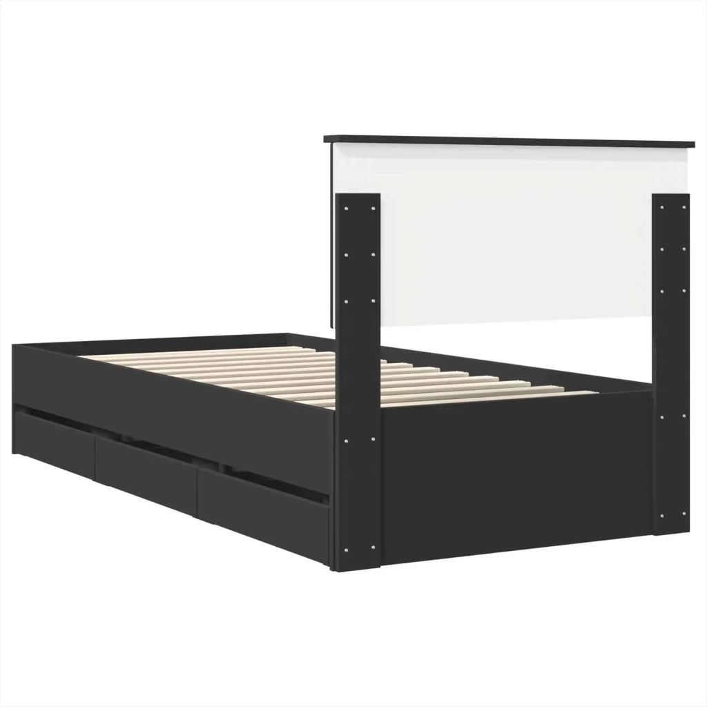 Struttura del letto Nero 100 x 200 cm Legno Ingegnerizzato