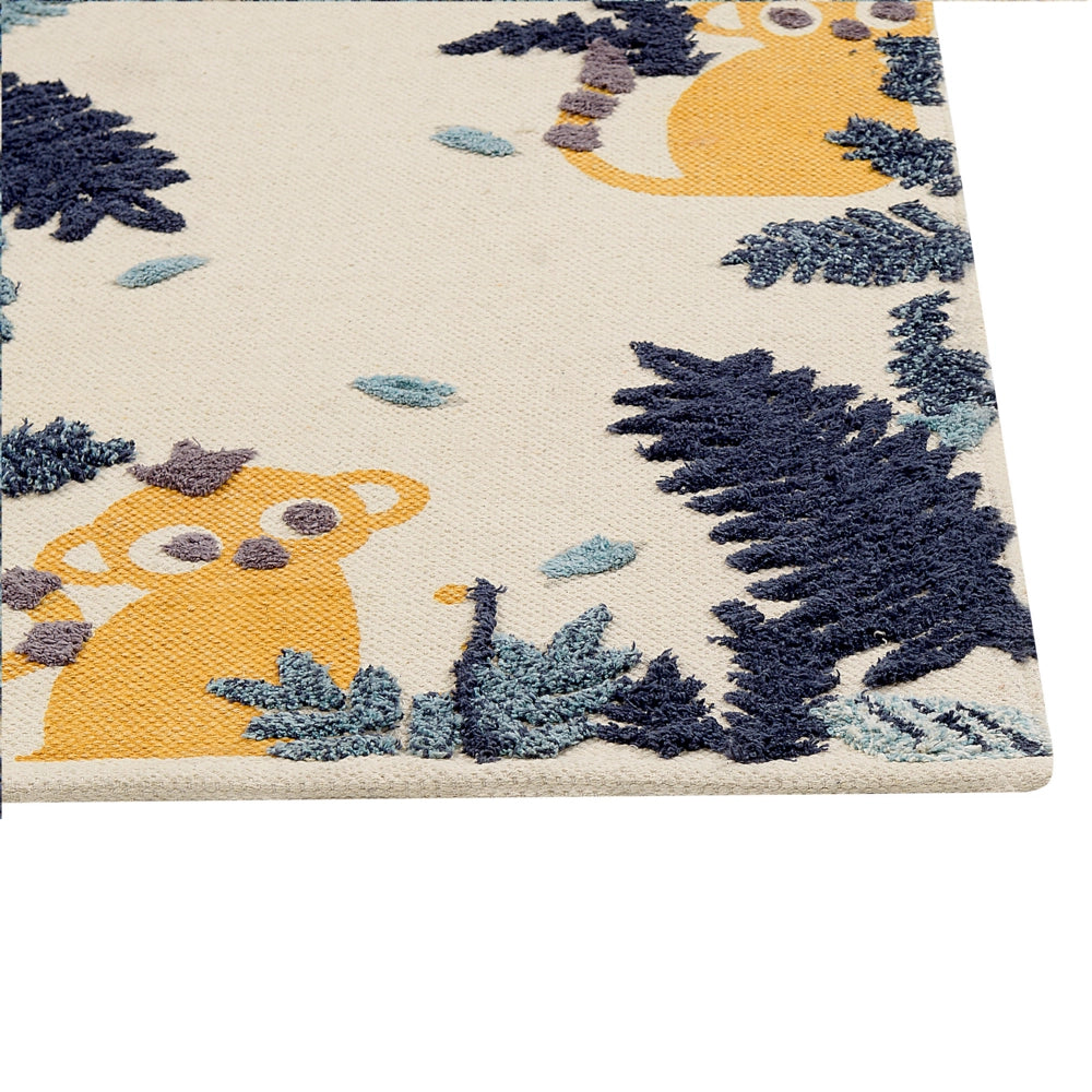 Tappeto per bambini in cotone con motivo natura 80 x 150 cm tessuto a mano multicolore cameretta camera dei bambini