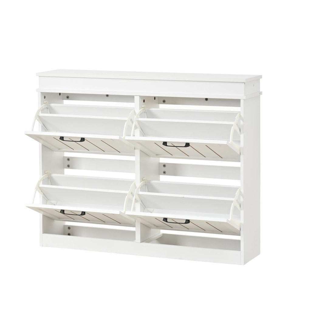 Scarpiera con 4 ante a ribalta e 8 ripiani regolabili; per ingresso e corridoio; in MDF; bianco; 105 × 24 × 83 cm