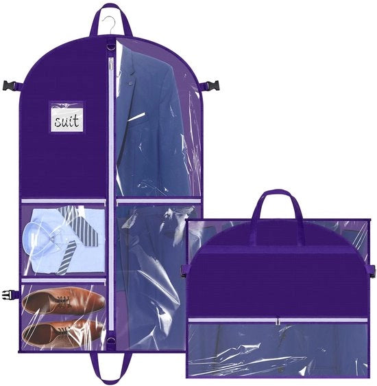 Tas per abbigliamento 110 x 60 cm - Tas per vestiti opzionabile - Borsa impermeabile - Porta vestiti - 5 tasche trasparenti - Materiales respirabile