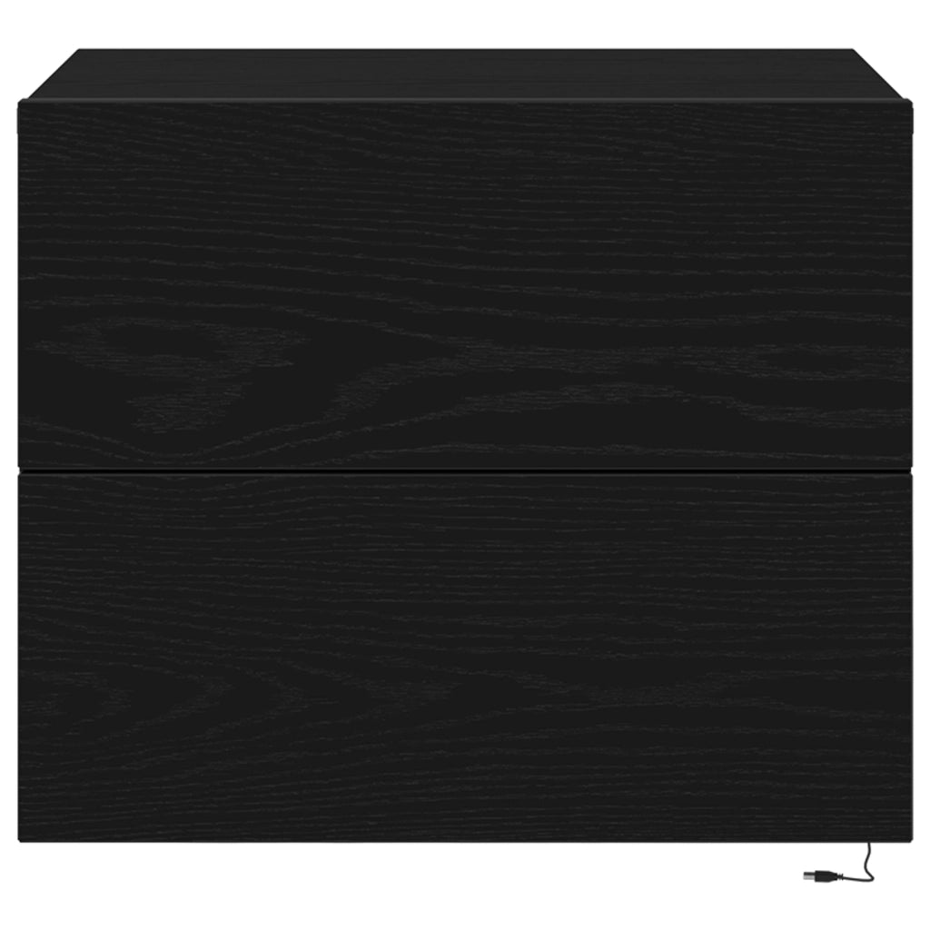 Comodini con Luci LED Montati a Muro 2 pezzi Rovere Nero