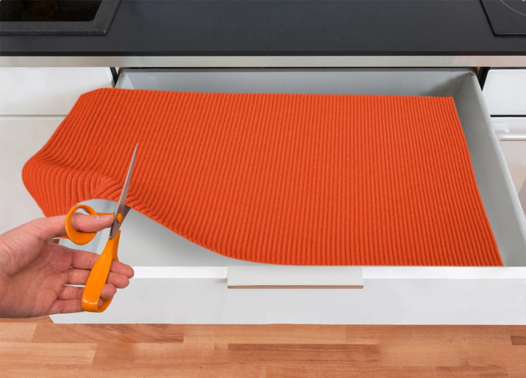 Tappetino Gommato Antiscivolo Multiuso Per Cassetti e Superfici Colore Arancio - 65x300cm - Arancio