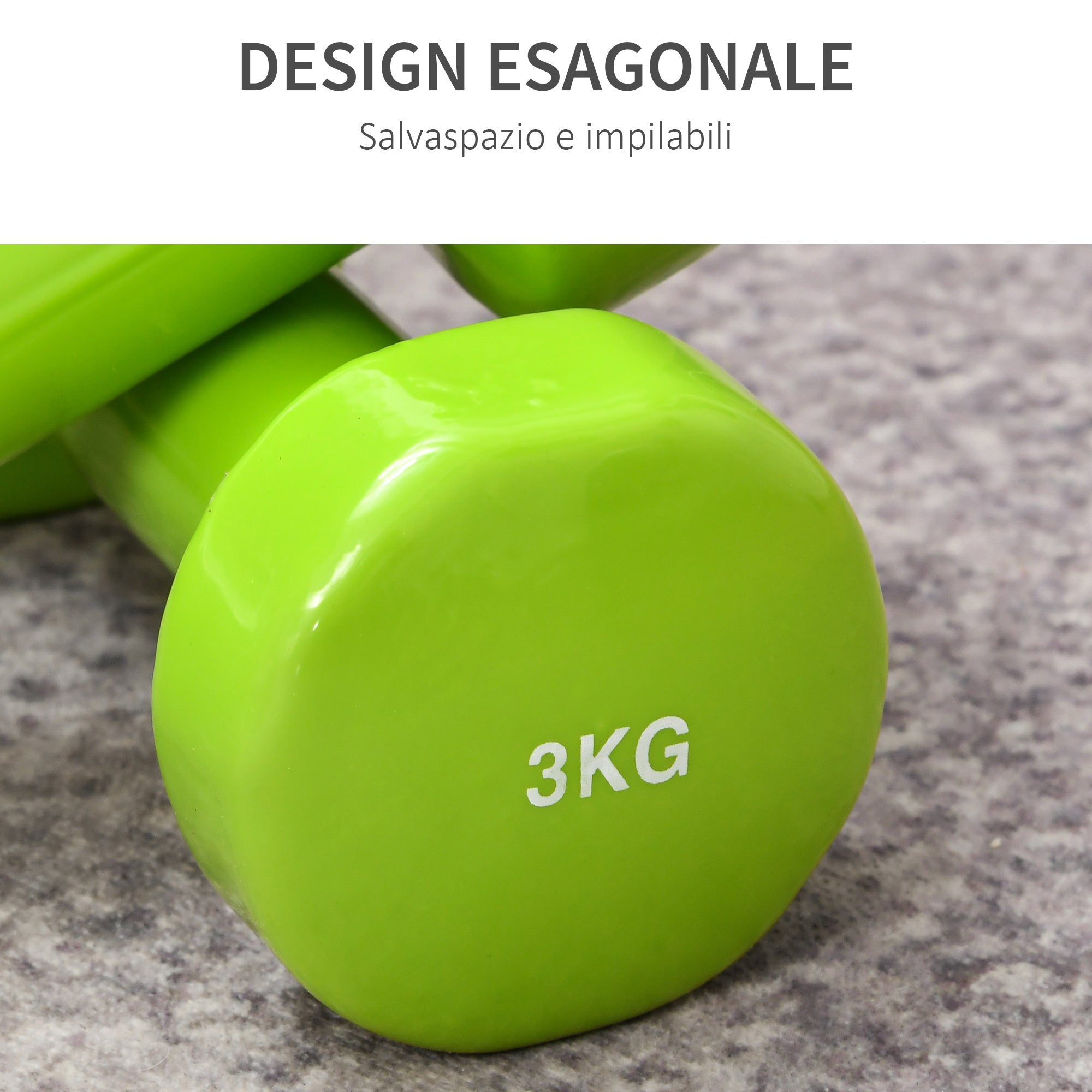 Set 4 Manubri Pesi Esagonali Totale 20KG in Acciaio e PU
