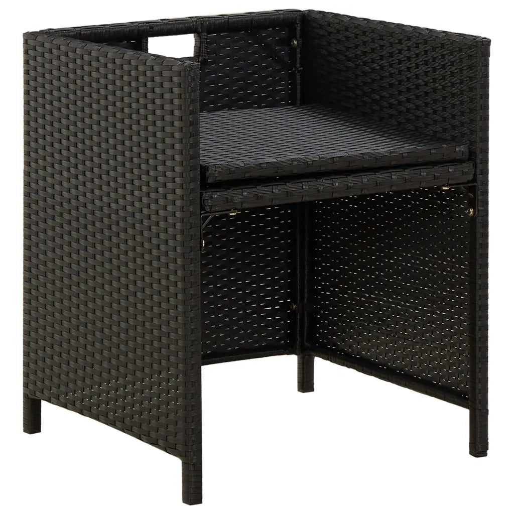 Sedie da Giardino con Cuscini 2 pz-Sedia da esterno in Polyrattan Nere