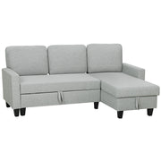 Divano letto angolare reversibile 3 posti con contenitore ¨C zephmum ¨C 197x129x85 cm grigio chiaro