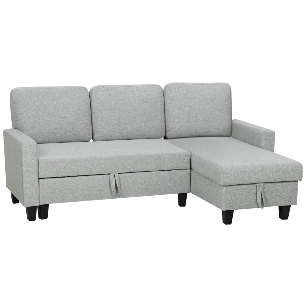 Divano letto angolare reversibile 3 posti con contenitore ¨C zephmum ¨C 197x129x85 cm grigio chiaro