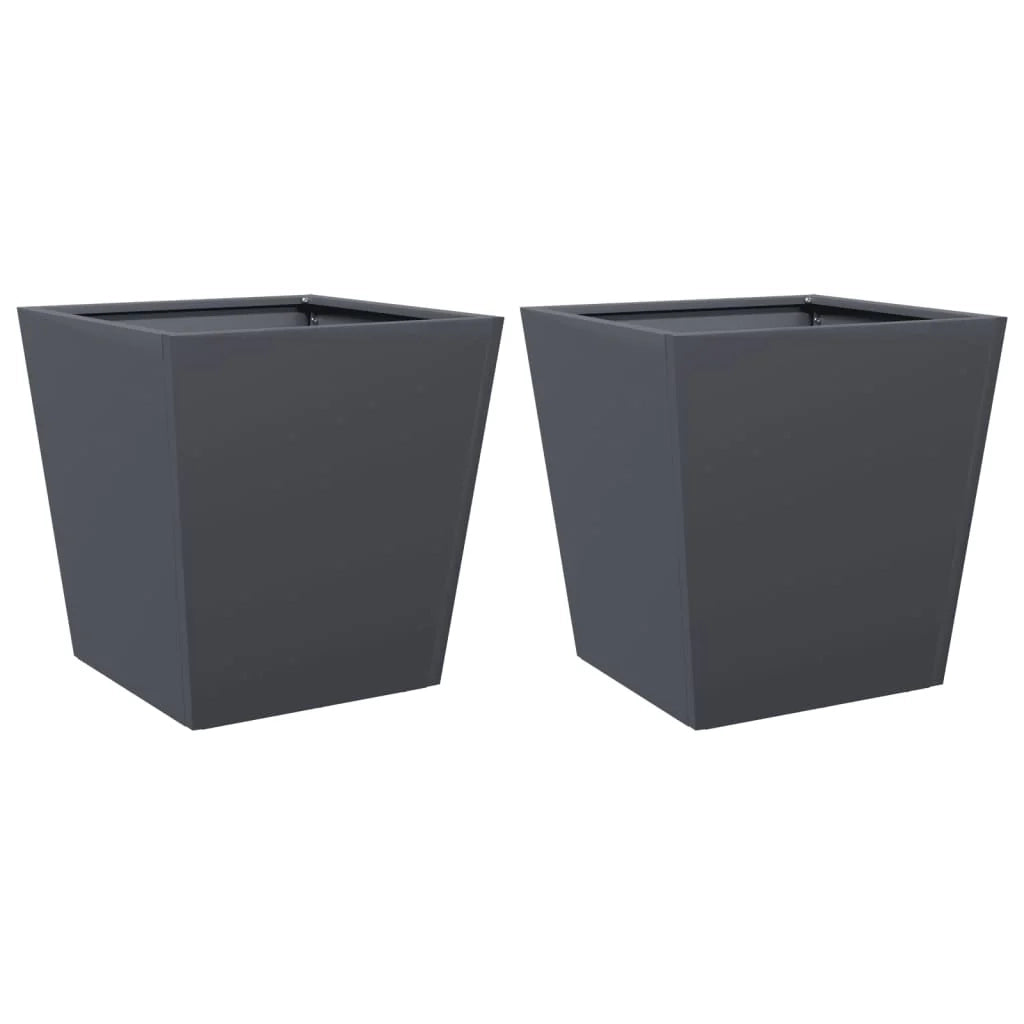 Fioriera rialzata per piante fiori giardino terrazze set da 2 40 x 40 x 40 cm acciaio antracite 02_0038949