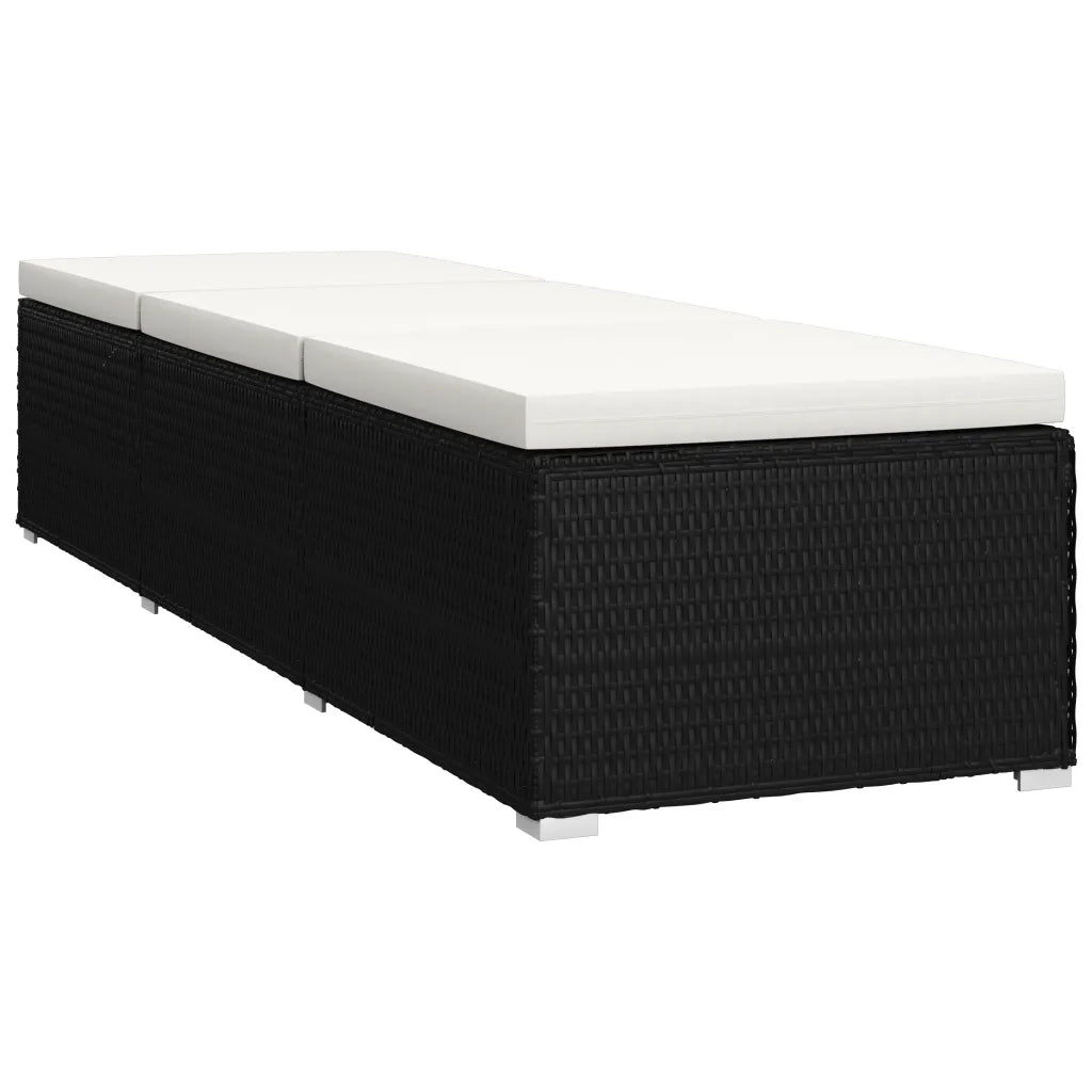 Lettino Prendisole | Sdraio da giardino | Lettino da sole Cuscino e Tavolino Polyrattan Bianco Crema