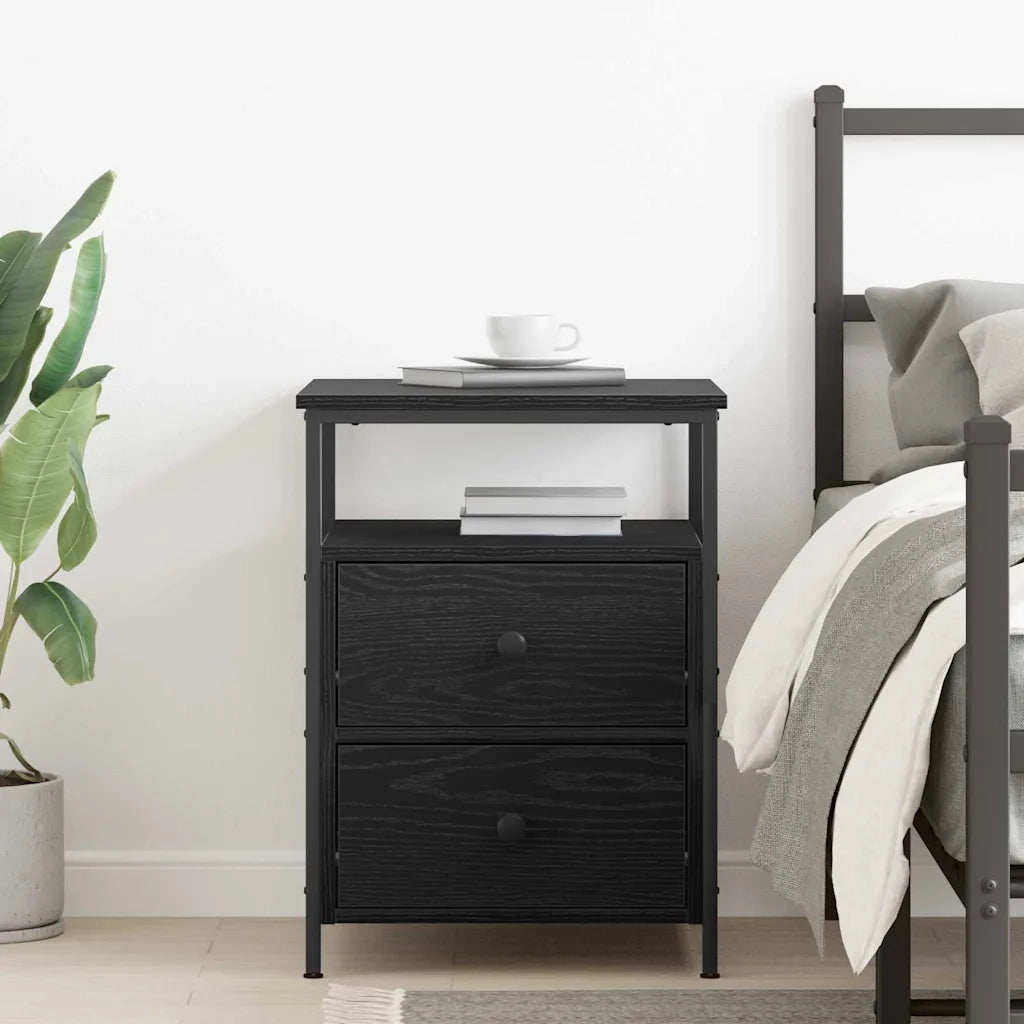 Armadio da Notte con cassetto Rovere Nero 34 x 35,5 x 50 cm 862921