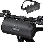 Borsa per manubrio - 2 l - Impermeabile - Borsa per manubrio riflettente - Con cinturino da spalla rimovibile - Per bicicletta da corsa - MTB - e-bike - Viaggi in bicicletta all'aperto - Nero