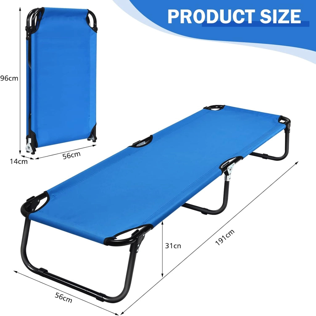 Letto Pieghevole per Campeggio, Letto Portatile con Base in Metallo per Interni ed Esterni, Capacità di Carico di 150 kg per Viaggi, Escursionismo, Pesca, 192x56x31cm