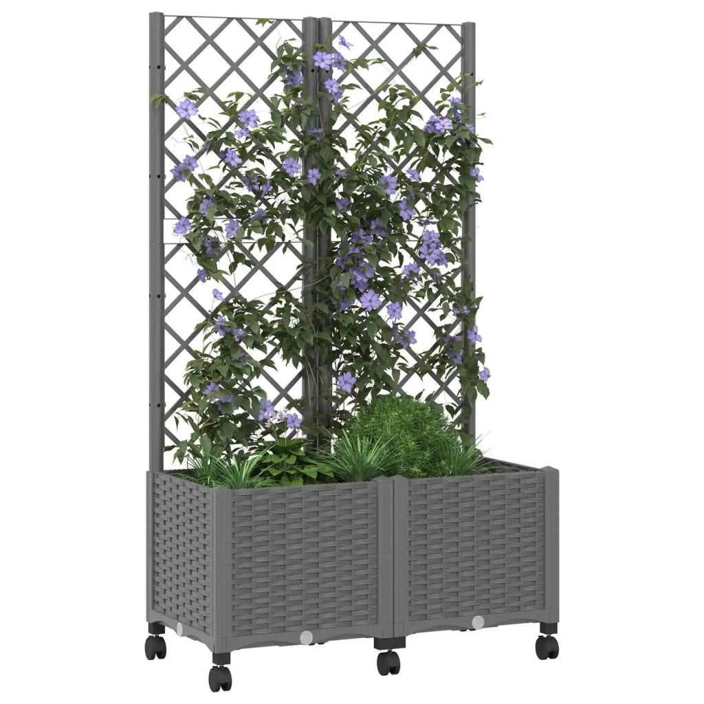 Vaso da giardino con grigliato e ruote Grigio Chiaro PP 3422972