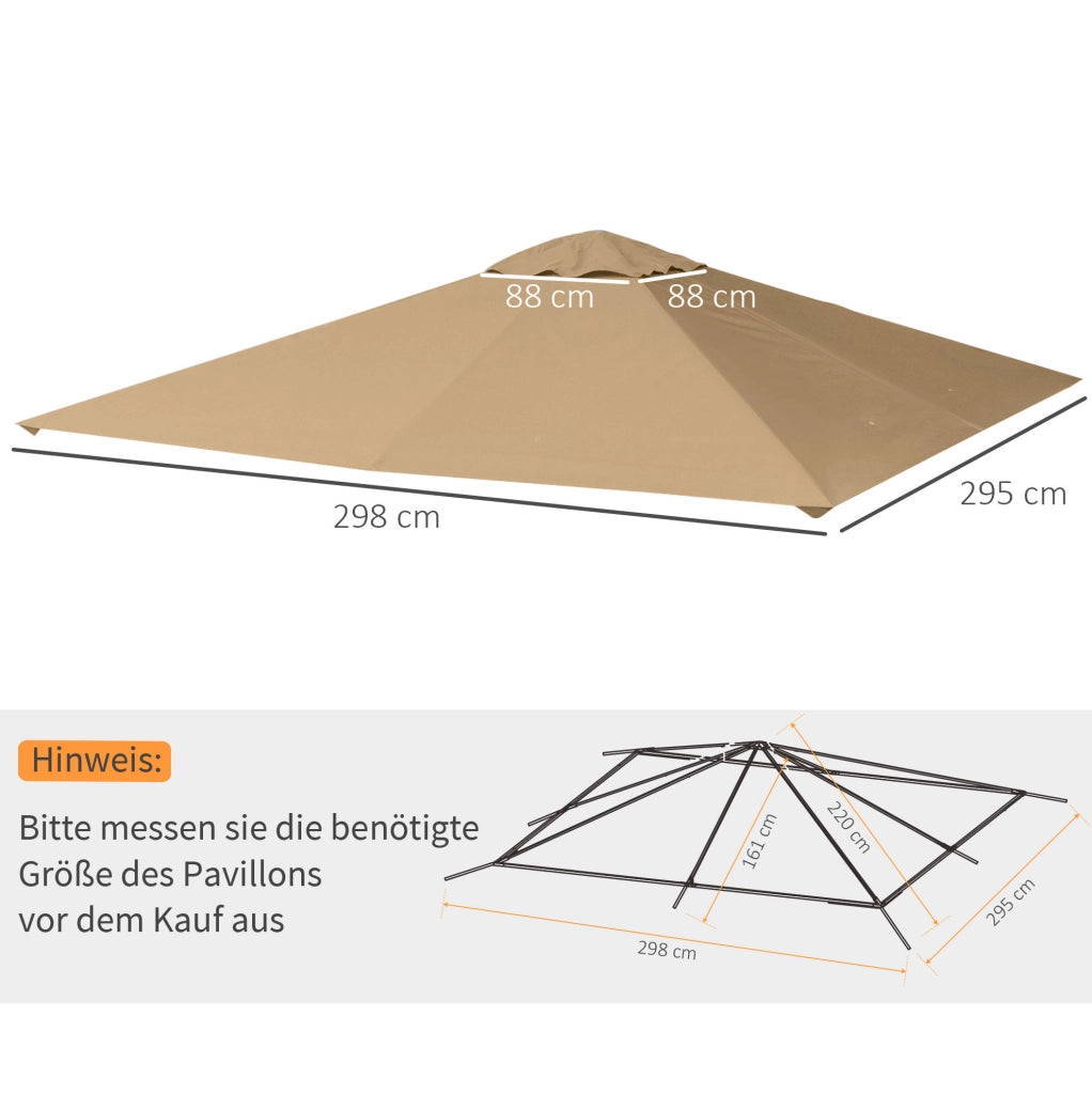 Telo di ricambio per gazebo 298 x 295 cm in poliestere beige