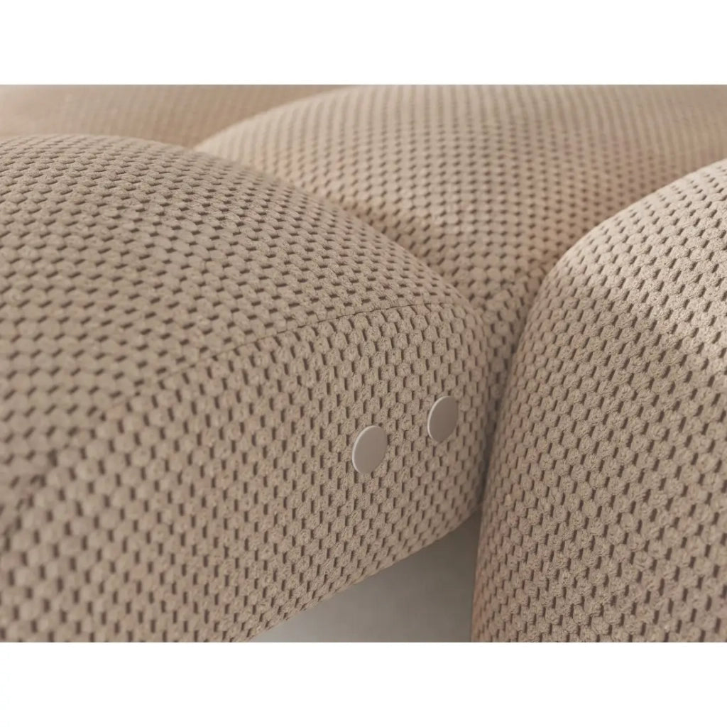 Divano angolare convertibile BULLA 3 posti beige angolo sinistro - tessuto nido d'ape con estensione della seduta elettrica