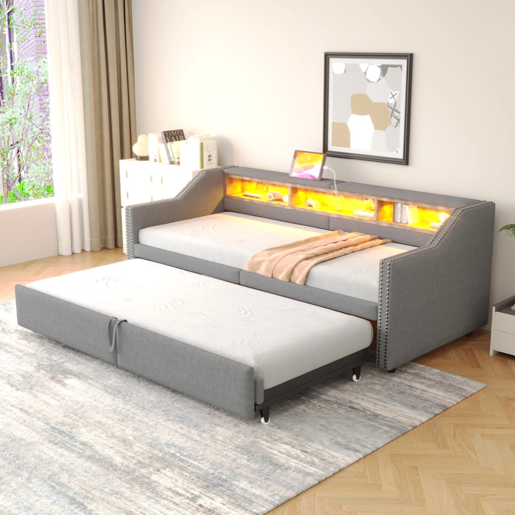 Letto divano estraibile lino 90x200 cm