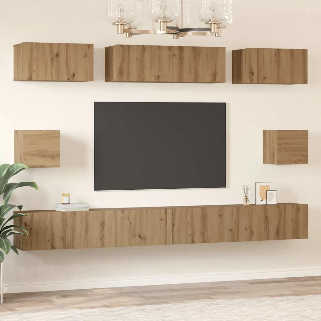 vidaXL Set di mobili TV 8 pcs rovere artigianale Legno multistrato