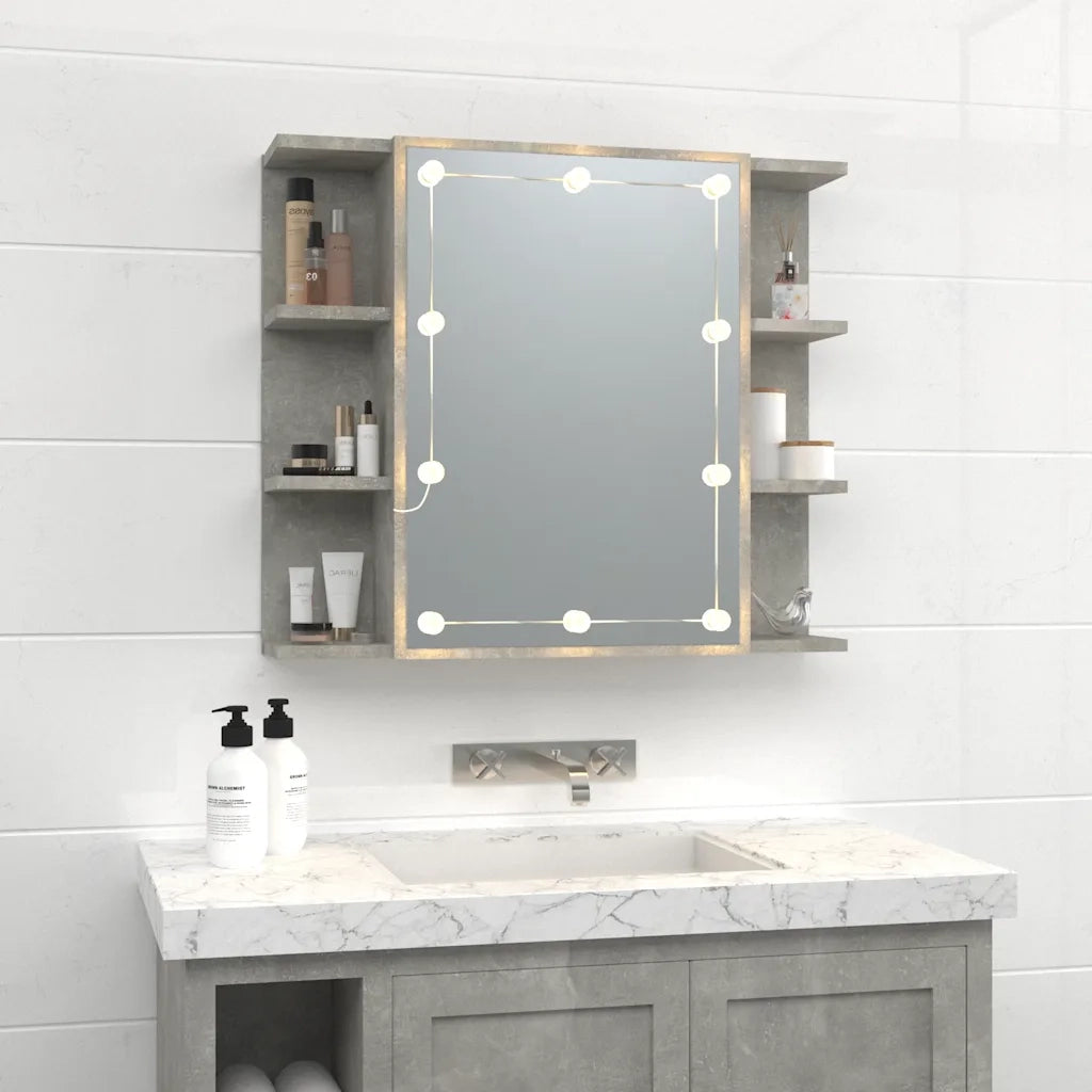 Mobile a Specchio con LED Grigio Cemento 70x16,5x60 cm cod mxl 72648