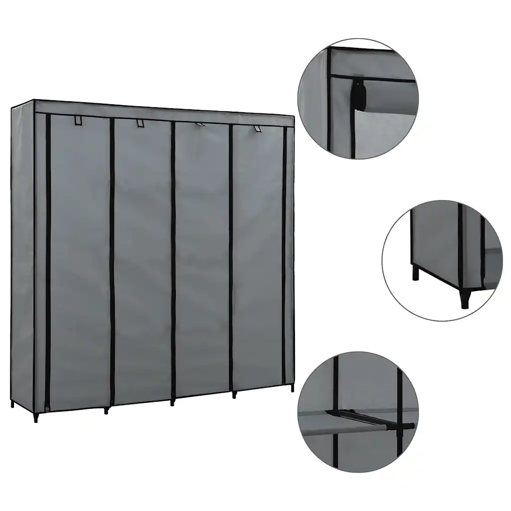 Guardaroba con 4 Scomparti Grigio 175x45x170 cm cod mxl 67314