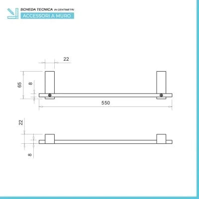 Set accessori a muro 6 pezzi in acciaio cromato e viti incluse  Unica