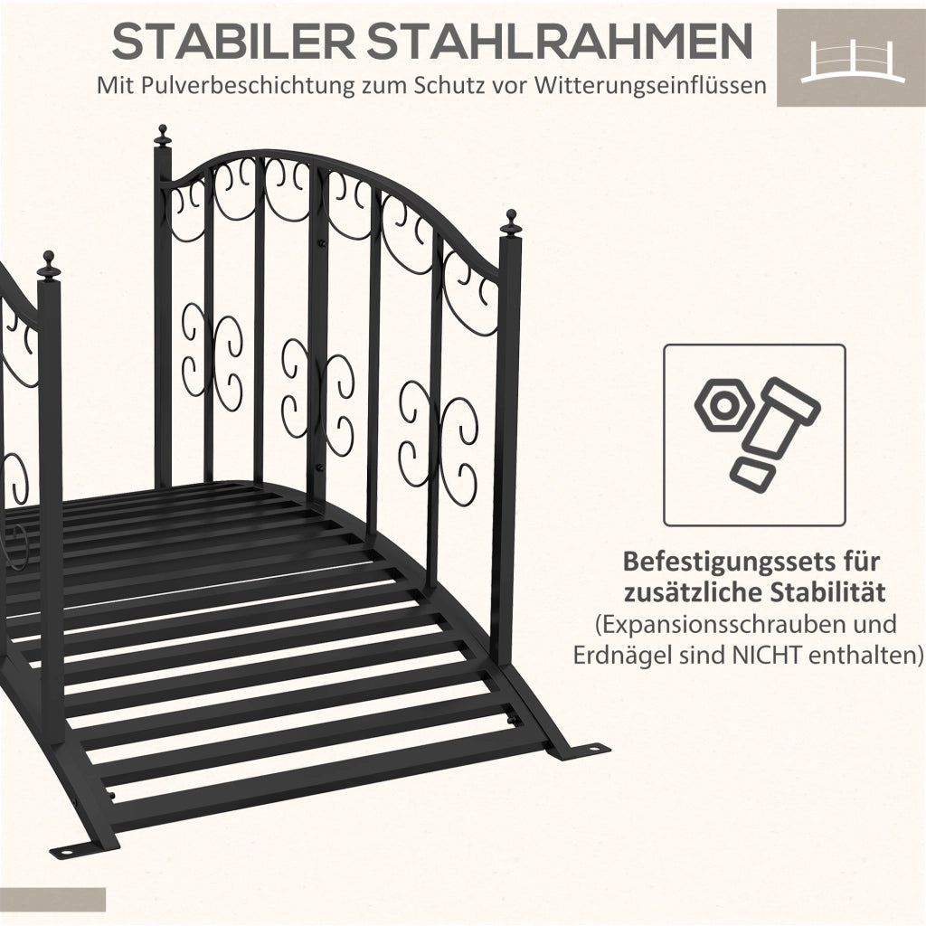 Ponte Giardino in Metallo Stile Vintage ¨C zephmum ¨C Nero 119x67x70 cm