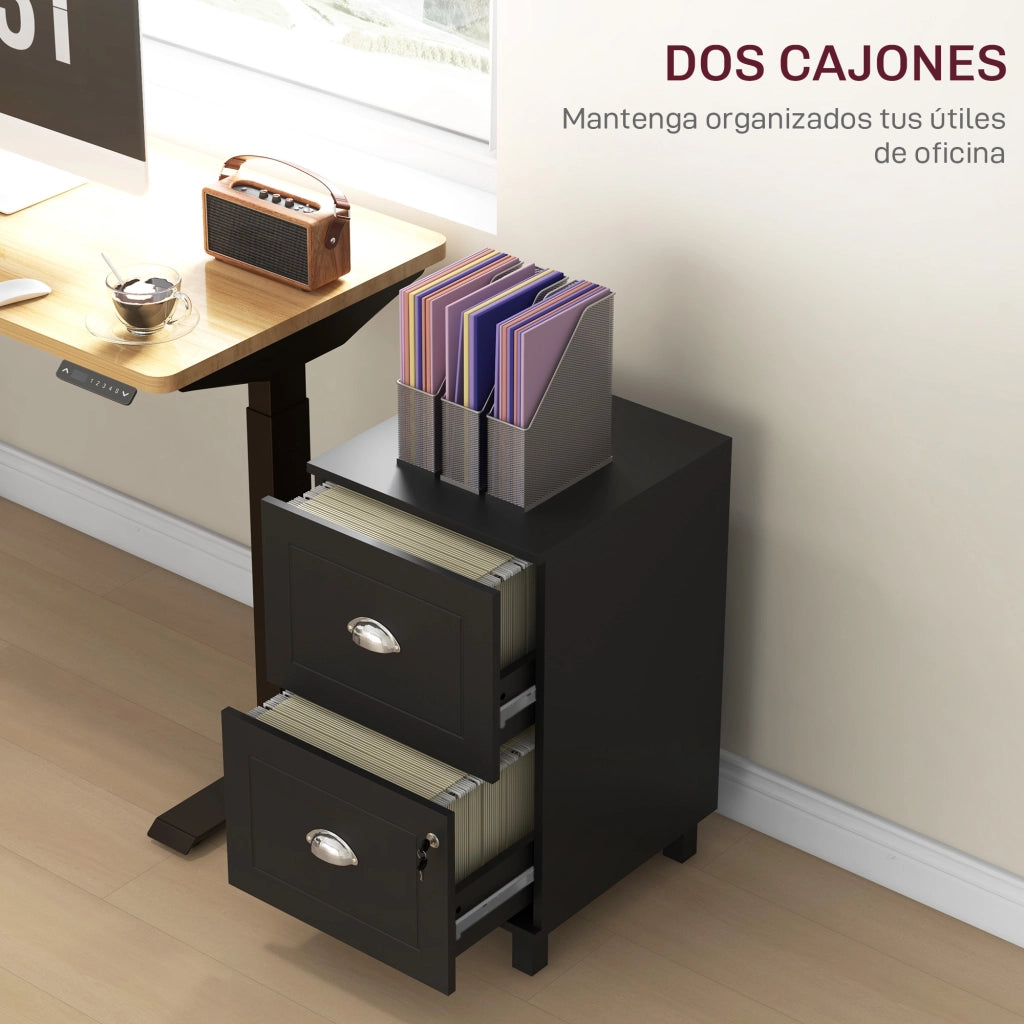 Cassettiera con 2 Cassetti ¨C zephmum ¨C Nero 40x41,5x67,5 cm