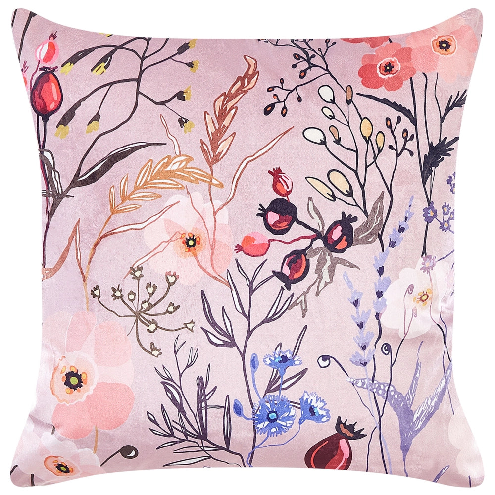 Set di 2 cuscini in velluto con motivo floreale rosa 45 x 45 cm divano soggiorno camera da letto