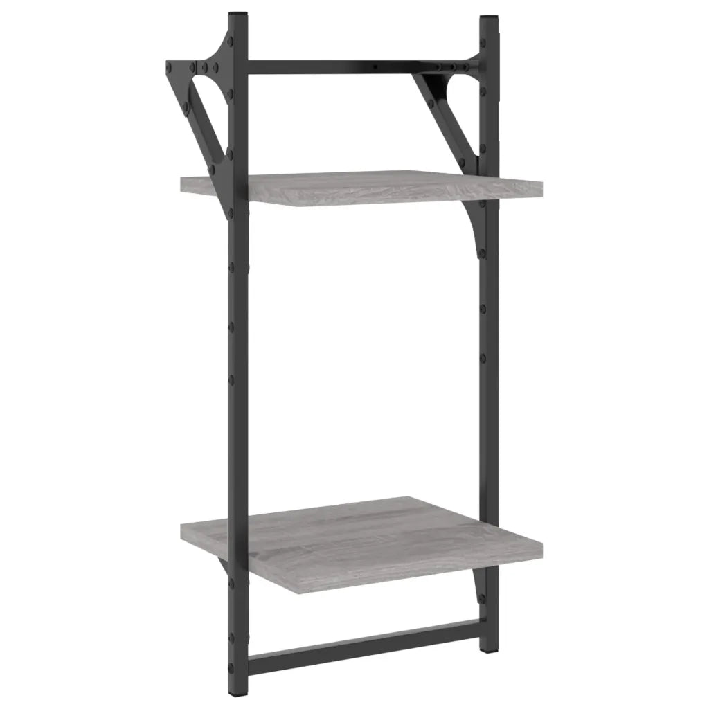 Set 6 pz Mensole Parete | Mensola sospesa con Aste Grigio Sonoma Legno Multistrato